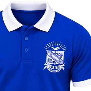Polo Azul Rey para Hombre Phi Beta Sigma, Cuello Blanco, Manga Corta, Escudo Bordado, Ropa Deportiva Casual de Fraternidad - Product Image 5