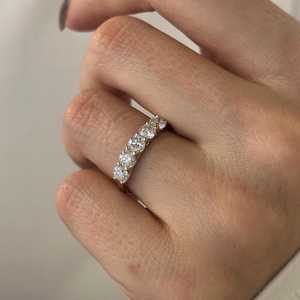 1.25 TCW Lab Grown Diamond <b>Ring</b> , Trellis Set Anniversary <b>Ring</b> , <b>Stacking</b> Diamond <b>Ring</b> , 14k White Gold <b>Stacking</b> Diamond <b>Ring</b> - Product Image 4