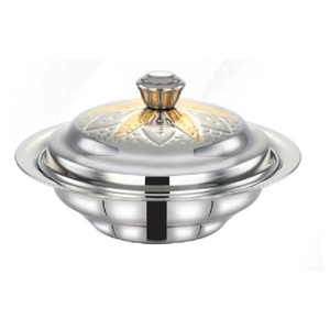 High Quality Steel Casseroles Gold Silver Gas Induction Ready <b>Custom</b> Logo Modern Design Food Warmer Hotpot Lid Serving Dish - Product Image 1