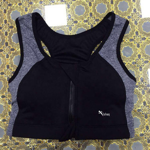 Soutien-gorge de sport pour femme rose et noir en spandex, dos nageur, maintien élevé, coussinets amovibles, sans coutures, respirant, avec fermeture éclair frontale, pour fitness et yoga - Product Image 5
