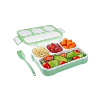 Boîte à lunch avec séparateur et cuillère, boîte bento portable à 2 sections, étanche, de qualité alimentaire, pour les repas scolaires des tout-petits