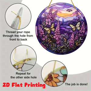 CIFbuy 7.9 Inch <b>Lavender</b> Butterfly Wall Hanging Window Decor Stained Glass Effect Home <b>Garden</b> Decor TikTok for Temu Pick Serv - Product Image 6