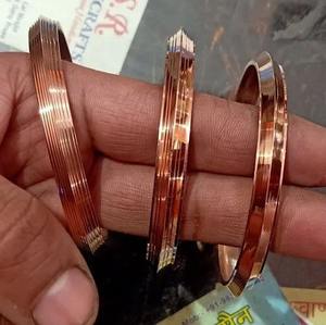 India-Made 99.9% Pure <b>Copper</b> Religious Traditional <b>Magnetic</b> Bangle 6 Strong Magnets Personalized Engraving Option Handmade - Product Image 1