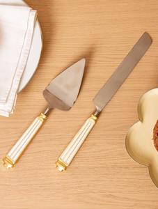 Elegant Stainless Steel Cake Server Set with Gold Designer Handle Ideal for Home Kitchen Dessert Tables and Party Use - Product Image 3