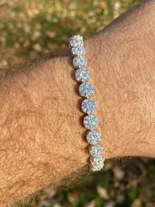 Bracelet tennis en moissanite taille ronde 6,5 carats avec sertissage griffe en argent sterling plaqué or blanc 14 carats pour femme 7,5 pouces - Product Image 4