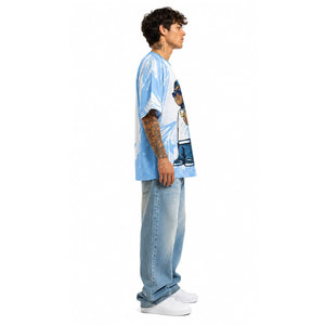 เสื้อยืดแขนสั้นทรงปกติพิมพ์ลายกราฟิกดาวคู่สไตล์วินเทจแบบทำสีซีด ยี่ห้อ Custom Kornit DTG สำหรับผู้ชาย สไตล์เรโทรสตรีทแวร์ - Product Image 5