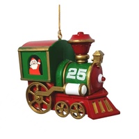 Figura Decorativa Navideña de Locomotora Santa Clásica Tradicional de Alta Calidad, Pintada en Color Plástico CK425, Adorno Colgante para Interiores
