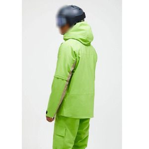 Custom Men <b>Ski</b> Suit Set Waterproof Windproof <b>Green</b> Color Block <b>Jacket</b> and Pants Snowboard Suit with Hood - Product Image 2