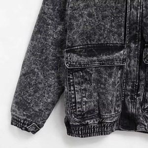 Eco Friendly Women Denim Jacket 100 Cotton <b>Jeans</b> Coat Frayed <b>Button</b> Up Casual Winter Denim Jacket OEM Supplier - Product Image 3