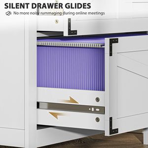 Armadietto Portadocumenti a 4 Cassetti Bianco Stile Fattoria con Serratura, Assemblato per Uso Ufficio - Product Image 6