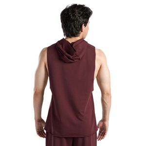 Maroon Perform Hooded Tank Men's Sleeveless Gym Hoodie <b>Vest</b> Cotton Workout Training Fitness Bodybuilding <b>Stringer</b> Athletic - Product Image 3