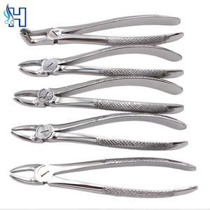 Ensemble de forceps d'extraction dentaire en acier inoxydable, poignée moletée, instruments chirurgicaux de classe I, utilisation manuelle, couleur argent - Product Image 5