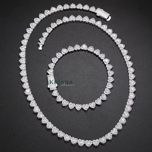 Unisex S925 Silver Heart Cut Lab Grown Diamond Hiphop Style 18K Gold Plated Rhodium <b>Statement</b> <b>Necklace</b> Luxury Wedding Jewelry - Product Image 4
