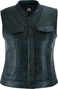 Chaleco de Cuero Genuino Negro para Mujer, Chaleco Clásico de Moda - Product Image 1