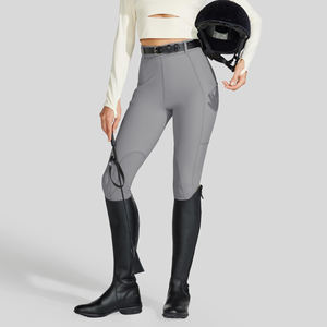 กางเกงจ็อดป์ป์และบรีชส์สีเทาคลาสสิกสำหรับสุภาพสตรี ผ้าคุณภาพสูงพร้อมแผ่นรองเข่าเสริมความแข็งแรงสำหรับการฝึกขี่ม้าระดับมืออาชีพ - Product Image 6