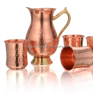 Juego de Jarras de Cobre Puro para Decoración del Hogar, Hechas a Mano, Elegantes, Tradicionales Indias, para Bebidas Ayurvédicas Saludables - Product Image 1