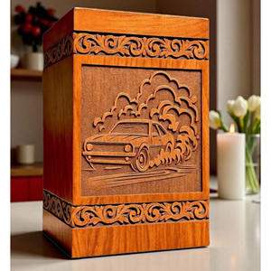 Urne en bois avec gravure décorative, urne en bois de luxe pour cendres avec base en velours, urne par AYAANS - Product Image 4