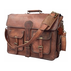 Maletín de Cuero Genuino Marrón Vintage de Alta Calidad para Hombre, Bolsa de Mensajero para Portátil - Product Image 1