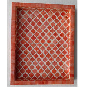 Plateau décoratif en bois indien poli, fait à la main, écologique, pour une utilisation élégante à la maison et au bureau - Product Image 6