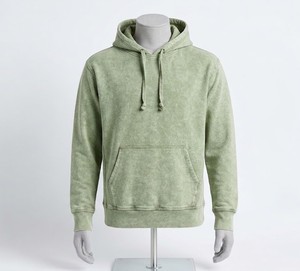 Sweat-shirt à capuche pour homme, couleur unie, coton lavé, tissu molletonné français, design avec poche, coupe ample décontractée, vêtement d'hiver respirant et à séchage rapide - Product Image 1