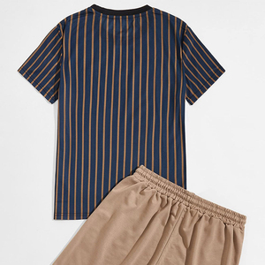 Ensemble de survêtement décontracté deux pièces en polyester/coton respirant pour homme, idéal pour l'été et la plage - Product Image 2