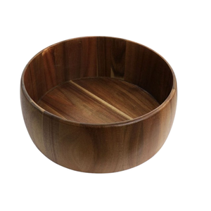 Bol en bois d'acacia poli moderne, vaisselle en bois massif écologique au design contemporain, ustensile de cuisine, bol de service - Product Image 3