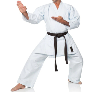 Kimono de karaté pour homme 100% coton, durable, coupe classique, vêtements d'arts martiaux pour adultes, blanc avec ceinture noire - Product Image 2