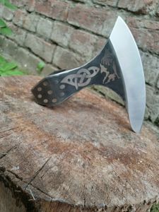 Tête de hache Tomahawk en acier Damas forgé sur mesure avec manche en bois de rose, lame de 4 pouces, qualité industrielle, outil de camping extérieur - Product Image 2