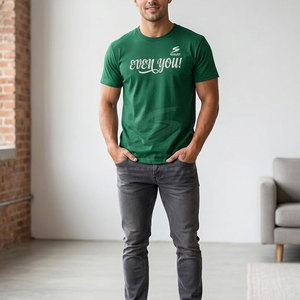 T-shirt en polyester/coton tricoté brodé pour l'été, doux, léger, coupe décontractée, confortable, hauts de tous les jours pour hommes - Product Image 5
