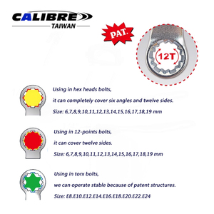TAIWAN CALIBRE 10pc 3/8" 12T Anti-Shedding Industrial/DIY Grade OEM <b>Torque</b> Wrench Adaptor <b>Set</b> with CR-V 6140 Material - Product Image 2