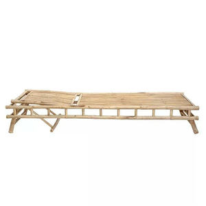 Chaise longue portable moderne en bambou, chaise pliante d'extérieur avec coussins résistants aux UV pour la plage, la piscine, le parc et le balcon - Product Image 3