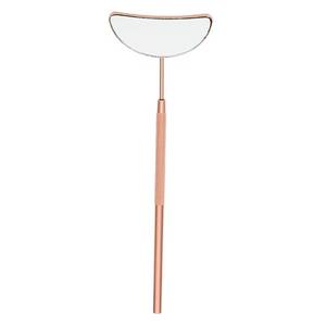 Rose Gold Handheld <b>Makeup</b> <b>Mirror</b> With Textured Grip And Oval Reflective Surface - Product Image 1