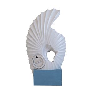 Fontana d'Acqua Bianca Astratta 16.9x10.2x31.9 per Interni/Esterni con Base Blu e Luce - Product Image 5