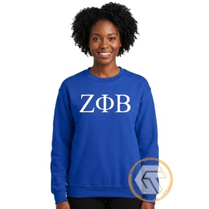 Sweat-shirt à col rond en molleton de coton, personnalisé et brodé, pour femmes, de la sororité Zeta Phi Beta, idéal pour l'hiver, vente en gros - Product Image 3