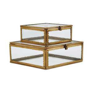 Classic Rectangular Glass Jewelry <b>Box</b> Easy Portable Wedding Festival Return Gifting Ideas <b>Decorative</b> Metal Glass <b>Storage</b> <b>Box</b> Set - Product Image 1