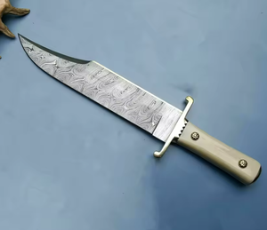 Couteau de chasse Bowie à pointe tombante en acier Damas, qualité supérieure, personnalisable, vente en gros OEM/ODM, pour camping, pêche, survie, à lame fixe - Product Image 5