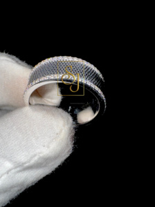 Diseño fino único Plata de Ley 925 Lab Grown Diamond Studded Wedding Band Unique Luxury Half Eternity Channel Set Anillo de regalo - Product Image 6