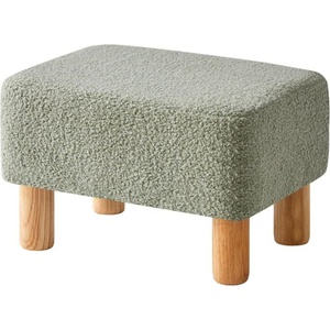 Modern Brown Velvet Fabric Small <b>Round</b> Ottoman Low Storage Accent <b>Stool</b> for Bedroom and Living Room - Product Image 2