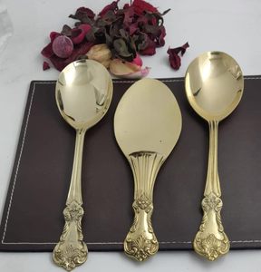 Juego de Cucharas para Servir de Latón con Acabado Dorado, 3 Piezas, Diseño Ornamentado, Cucharas para Arroz y Servir para Mesa de Comedor y Cocina - Product Image 2