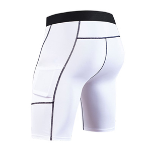 Fitness Gym Training White <b>Compression</b> <b>Shorts</b> With Pockets High Waist Elastic Quick Dry Sporty Fitness Athletic <b>Short</b> - Product Image 4
