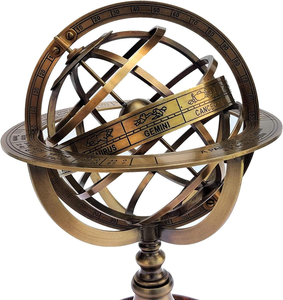 Esfera Armilar de Latón, Globo Celeste Antiguo, Modelo de Navegación Astronómica con Base de Madera para Decoración del Hogar, Oficina y Estudio - Product Image 3