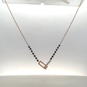 Collar Mangalsutra de Oro Rosa de 18K con Diamantes Reales - Certificado IGI, Collar Moderno con Cuentas Negras - Product Image 6