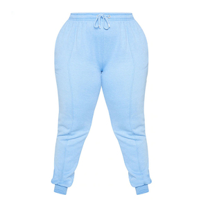 Pantalones Deportivos de Mujer Azul Cielo Personalizados, Cintura Alta, Cordón Ajustable, Puños Elásticos, Corte Holgado, Largo hasta el Tobillo, Color Sólido, Bolsillos Laterales - Product Image 6