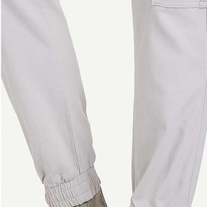 Men's Light Gray <b>Cargo</b> Sweatpants <b>Elastic</b> <b>Waist</b> Drawstring Multiple Pockets Casual Jogger <b>Pants</b> 100% Cotton Breathable - Product Image 4