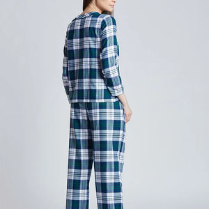 Professionally Made Button Down Closure Check Design Made Sleeping Suits <b>Long</b> <b>Sleeve</b> Sleepwear <b>Dress</b> For Adults Girls - Product Image 6