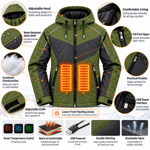 Custom Heated <b>Jacket</b> USB Rechargeable Battery Powered Winter Outdoor Coat <b>Smart</b> Temperature Control Men Women - Product Image 6