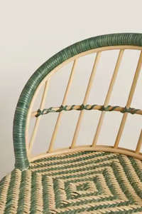 Silla Infantil NHAT MINH de Ratán Sintético Natural, Diseño Moderno, Silla Azul para Bebés con Respaldo Curvo, Ecológica - Product Image 3