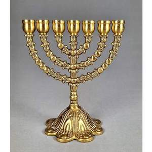 Nouveauté : Ménorah dorée pour villas, synagogues, temples – Éclairage de table décoratif, porte-bougie Hanouka - Product Image 4