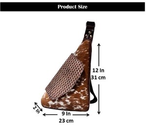 Bolso de pecho de un solo hombro de cuero con pelo artesanal más vendido para bolsos cruzados de cuero de vaca occidental Unisex - Product Image 2
