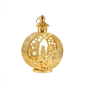 Exclusivo Farol Marroquí Dorado con Diseño de Mezquita, Portavelas de Metal para Decoración de Mesa en Ramadán y Eid - Product Image 2